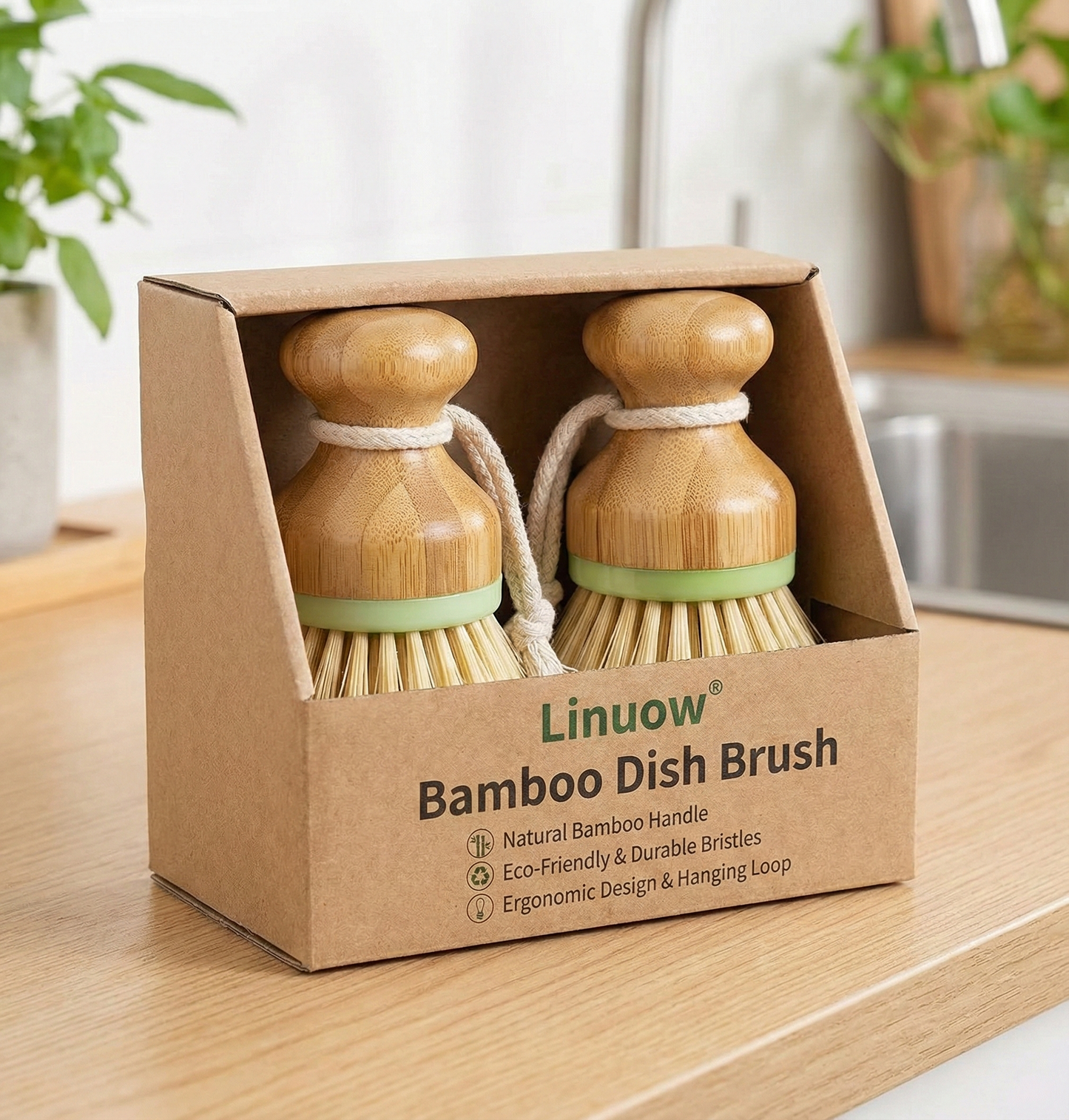 Linuow® Bamboo Dish Brush